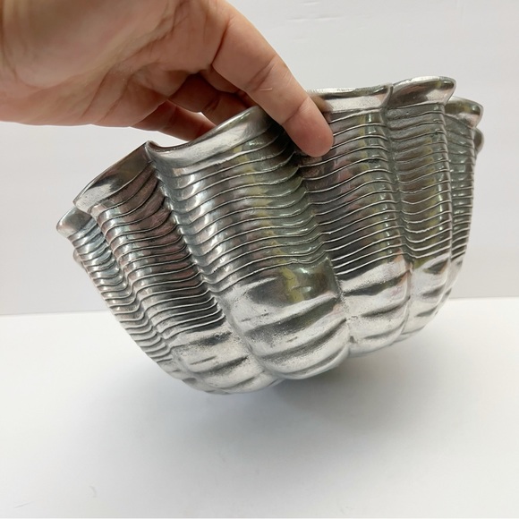 Arthur Court Designs 1981 Sea Shell Clam Serving Bowl Chip And Dip Cast Aluminum - Picture 5 of 10